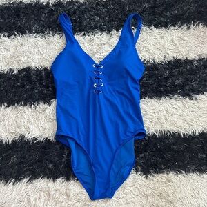 Tahari Royal Blue Women’s One-Piece Lace Front Swimsuit, Large